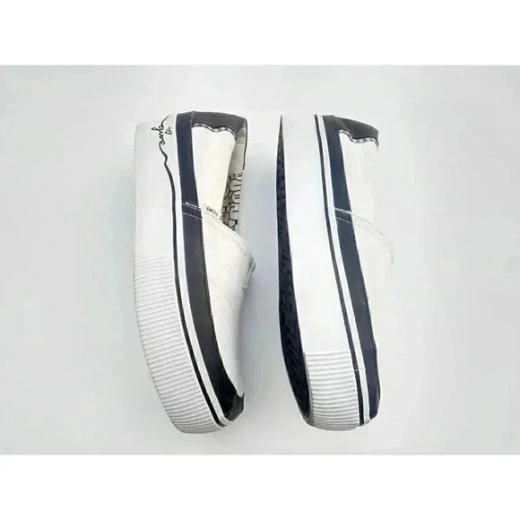 Toms Alpargata Boardwalk Womens Loafer Flats Size 9. 5 White Black Canvas - Picture 3 of 5